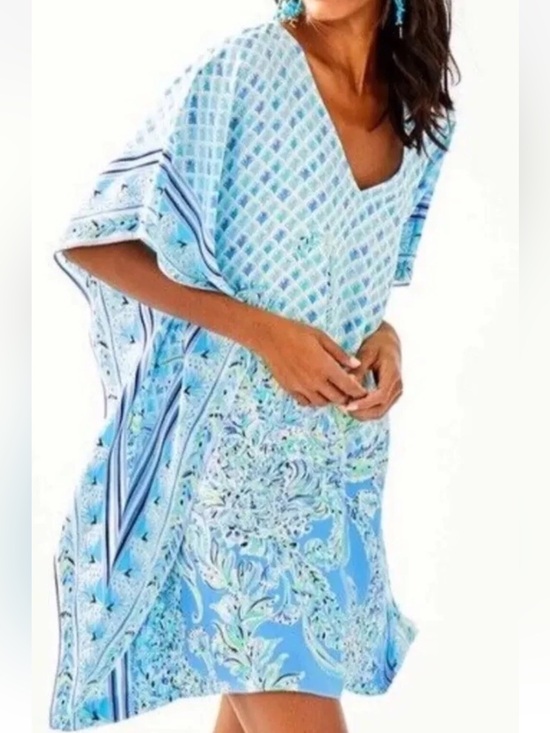 Lilly Pulitzer Dresses & Skirts - 🩵Lilly Pulitzer LindaMarie Silk Caftan Dress Bondi Blue🩵